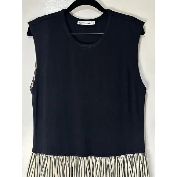Brave + True Daphne Striped Sleeveless Crew Neck Maxi Dress Black Size XL NWOT - Picture 5 of 16